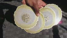 Load and play video in Gallery viewer, Regal Gold Geode Coaster Set